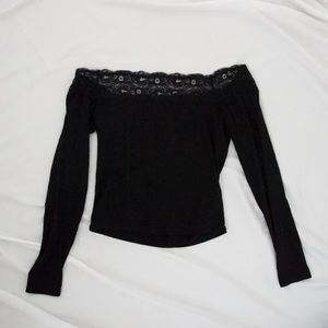 LF lace trim off the shoulder top